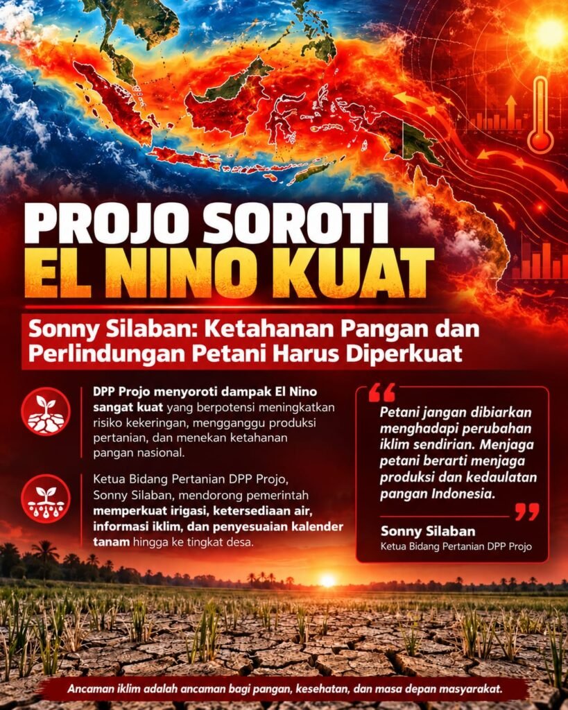 Soroti El Niño Kuat, Projo : Ketahanan Pangan dan Perlindungan Petani Harus Diperkuat