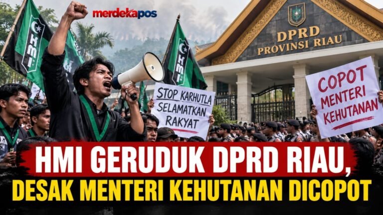 HMI Geruduk DPRD Riau, Desak Menteri Kehutanan Dicopot dan Korporasi Terkait Karhutla Diusut